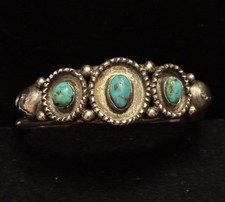 Antique Fred Harvey Era Native American Sterling & Turquoise Cuff Bracelet, RARE - Additional view 10