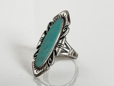 VTG Signed Navajo Sterling Silver Turquoise Sz 9 Fred Harvey Era Statement Ring - Additional view 2