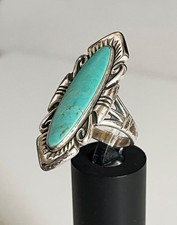 VTG Signed Navajo Sterling Silver Turquoise Sz 9 Fred Harvey Era Statement Ring - Additional view 5