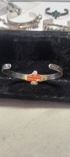 Fred Harvey Era Coin Silver Whirling Logs Cuff Small Wrist - Additional view 1