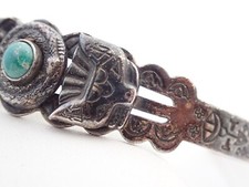 Navajo Fred Harvey Era Green Turquoise Snake Thunderbird Sterling Cuff Bracelet - Additional view 3