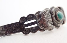 Navajo Fred Harvey Era Green Turquoise Snake Thunderbird Sterling Cuff Bracelet - Additional view 5