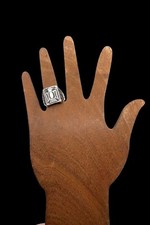 Navajo Handmade Bell Style Fred Harvey Sterling Silver Thunderbird Mens Ring 13 - Additional view 1