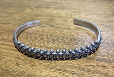 Vintage Silver Fred Harvey Era Beaded Cuff Bracelet