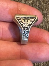 Vintage Rainbow Over Mountains FRED HARVEY ERA Thunderbirds & Kachinas Ring Sz 9 - Additional view 2