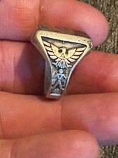 Vintage Rainbow Over Mountains FRED HARVEY ERA Thunderbirds & Kachinas Ring Sz 9 - Additional view 3