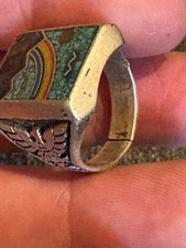 Vintage Rainbow Over Mountains FRED HARVEY ERA Thunderbirds & Kachinas Ring Sz 9 - Additional view 7