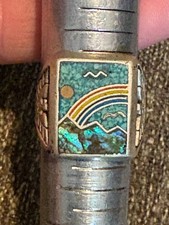 Vintage Rainbow Over Mountains FRED HARVEY ERA Thunderbirds & Kachinas Ring Sz 9 - Additional view 9