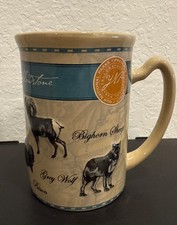 Rare Fred Harvey Trading Company “Wildlife Of Yellowstone” Mug Creme Colored