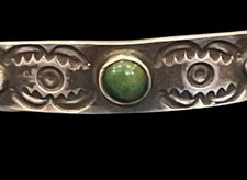 VERY OLD 1930's Fred Harvey Era Navajo Sterling Silver Turquoise Bracelet 5.2g - Additional view 1