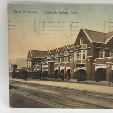 Vintage Postcard Santa Fe Station, Colorado Springs, CO, Fred Harvey - Additional view 1