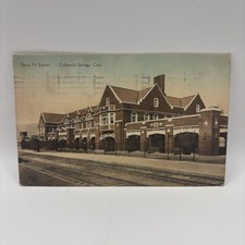Vintage Postcard Santa Fe Station, Colorado Springs, CO, Fred Harvey