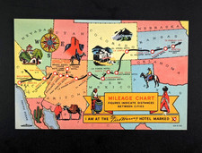 Vintage Postcard Fred Harvey Hotel Santa Fe Route Mileage Chart - Additional view 1