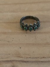 Fred Harvey Navajo Snake Eye Size 4.7 Ring Sterling Silver & Composite Turquoise - Additional view 1