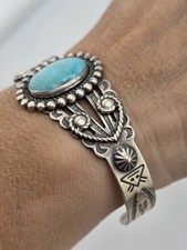VINTAGE FRED HARVEY NATIVE AMERICAN TURQUOISE CUFF BRACELET - Additional view 1