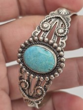 VINTAGE FRED HARVEY NATIVE AMERICAN TURQUOISE CUFF BRACELET - Additional view 13