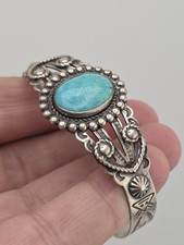 VINTAGE FRED HARVEY NATIVE AMERICAN TURQUOISE CUFF BRACELET - Additional view 9