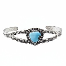Native American Sterling Silver Fred Harvey Era Turquoise Cuff Bracelet - Additional view 1