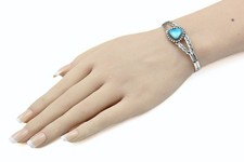 Native American Sterling Silver Fred Harvey Era Turquoise Cuff Bracelet - Additional view 2