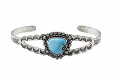 Native American Sterling Silver Fred Harvey Era Turquoise Cuff Bracelet - Additional view 3