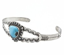 Native American Sterling Silver Fred Harvey Era Turquoise Cuff Bracelet - Additional view 4