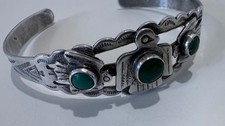 Fred Harvey Era Silver Cerrillos Turquoise Thunderbird Cuff Bracelet 15.7g - Additional view 11