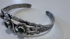 Fred Harvey Era Silver Cerrillos Turquoise Thunderbird Cuff Bracelet 15.7g - Additional view 10