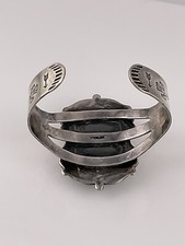 Vintage FRED HARVEY Navajo Carved Onyx Face Sterling silver Bracelet - Additional view 11