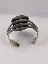 Vintage FRED HARVEY Navajo Carved Onyx Face Sterling silver Bracelet - Additional view 9
