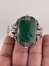 Vintage FRED HARVEY Navajo Carved Onyx Face Sterling silver Bracelet