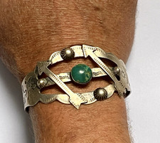 Fred Harvey Era Navajo Sterling & Turquoise Cuff Bracelet -Arrows & Thunderbirds - Additional view 4