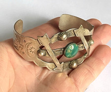 Fred Harvey Era Navajo Sterling & Turquoise Cuff Bracelet -Arrows & Thunderbirds - Additional view 6