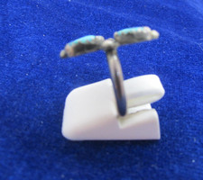 VTG.   SOUTHWEST   2   SIDED   TURQUOISE    PETIT   POINT  F H RING   SIZE 5 - Additional view 1