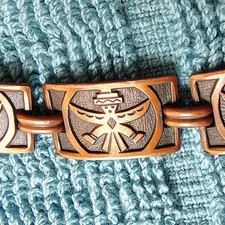 Vintage Copper Native American Knifewing Bracelet 7-Panel 7.25