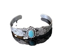 Vintage Fred Harvey Era Turquoise Thunderbird Sterling Silver Bracelet Cuff - Additional view 3