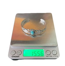 Vintage Fred Harvey Era Turquoise Thunderbird Sterling Silver Bracelet Cuff - Additional view 9