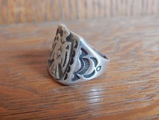 Fred Harvey Era Thunderbird Ring sz 7.5 Cast Sterling Silver or Coin - Additional view 1