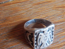 Fred Harvey Era Thunderbird Ring sz 7.5 Cast Sterling Silver or Coin - Additional view 6