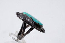 1940's Navajo TURQUOISE Fred Harvey Era Sterling Ring Size 5.5 - Additional view 1