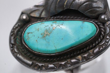 1940's Navajo TURQUOISE Fred Harvey Era Sterling Ring Size 5.5 - Additional view 2