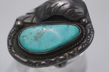 1940's Navajo TURQUOISE Fred Harvey Era Sterling Ring Size 5.5 - Additional view 3