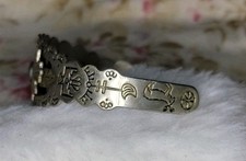 Fred Harvey Era Navajo THUNDERBIRD & Turquoise Cuff Bracelet Coin Silver *READ* - Additional view 9