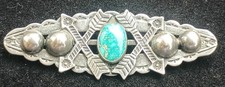 Vintage Fred Harvey Era Native American Navajo Sterling  Turquoise Brooch Pin - Additional view 1