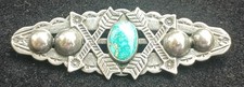Vintage Fred Harvey Era Native American Navajo Sterling  Turquoise Brooch Pin - Additional view 2