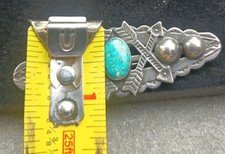 Vintage Fred Harvey Era Native American Navajo Sterling  Turquoise Brooch Pin - Additional view 8