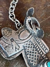 Vintage Mexican Silver Fred Harvey Era Pin Tie Tack Saddle Turquoise - Additional view 4