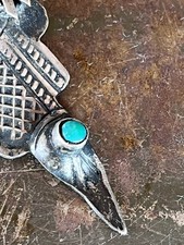Vintage Mexican Silver Fred Harvey Era Pin Tie Tack Saddle Turquoise - Additional view 8