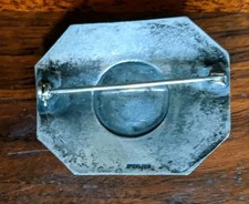 Vintage Navajo Fred Harvey Era Sterling Silver Green Agate Stamped Brooch Pin - Additional view 1