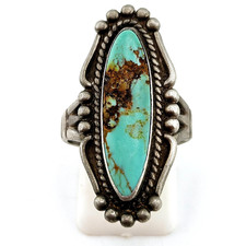 Vintage BELL TRADING POST Sterling Silver and Turquoise Ring Sz 6 - Additional view 3