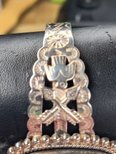 Navajo Fred Harvey Era Turquoise Stone & Sterling Silver Cuff Bracelet Signed... - Additional view 2